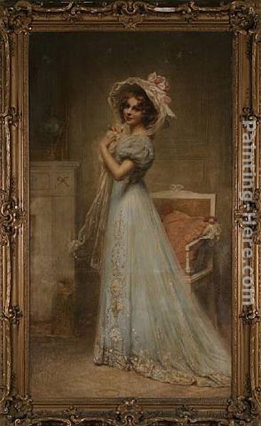 Lady in Blue painting - Edouard Cabane Lady in Blue art painting